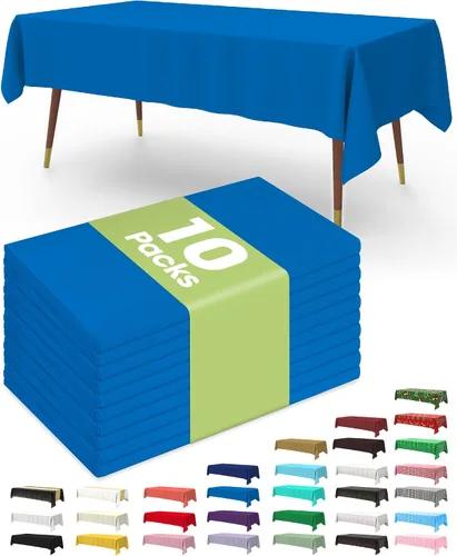 Vista 30 de Pureegg Juego de 10 manteles de plástico desechables, 54 x 108 pulgadas, para fiestas de cumpleaños, picnic, manteles blancos, rectangulares