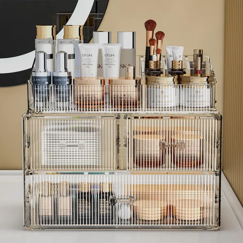 Vista 3 de ZHIAI Organizador Cosmético Apilable, Organizador Cosmético de Acrílico para Cómoda, Tocador, Gabinete de Cocina, Baño, Debajo del Fregadero