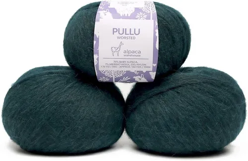 Vista 10 de Pullu - Juego de 3 madejas de hilo de lana de alpaca bebé y merino (150 gramos) de peso worsted - Procedencia directa de Perú - Celestialmente suave