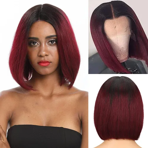 Vista 21 de Spotlight Pelucas de cabello humano lacio con encaje frontal de 4 x 4 para mujeres negras, densidad del 180 %, peluca con cierre de encaje virgen