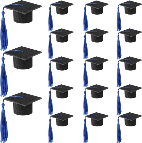 Vista 9 de 18 mini gorras de graduación 2024 con borlas para botellas de vino de graduación, licenciatura, graduación, sombrero, decoración de fiesta, adornos