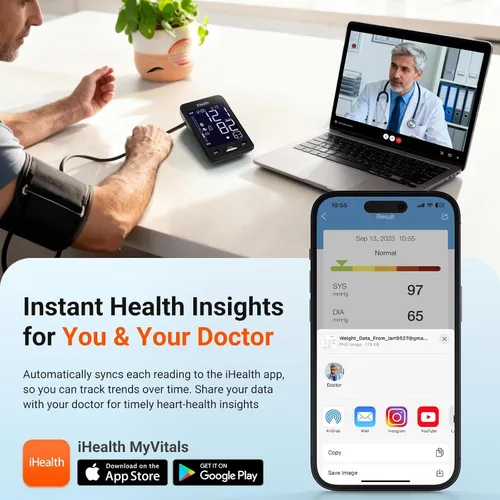 Vista 5 de iHealth Accu Monitor de presión arterial – Pantalla LCD grande de 4.5", clínicamente precisa, alerta de latidos cardíacos irregulares, detección