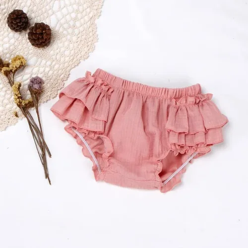 Vista 6 de Purbasvi Newborn Infant Baby Girl Cotton Bloomers and Bows Toddlers Ruffle Shorts Diaper Covers Headband Set