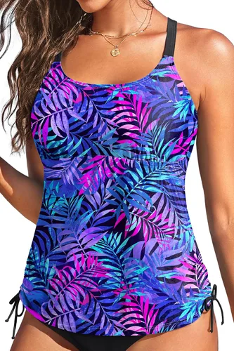 Vista 17 de Holipick Top de Tankini para Mujer Solamente Top de Traje de Baño Tankini Sin Parte Inferior Color Stripe2