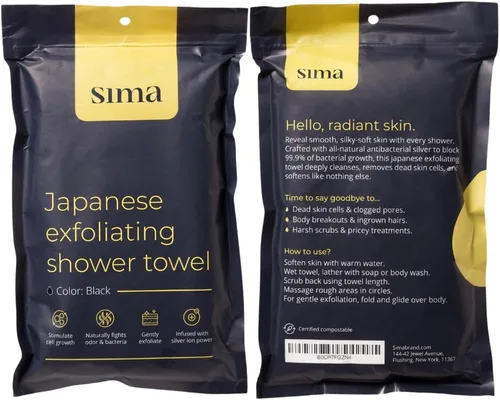 Vista 8 de Toalla exfoliante para la cara y el cuerpo - Toalla exfoliante japonesa con fibras hexagonales, exfoliante corporal con 2 lados para frotar y lavar