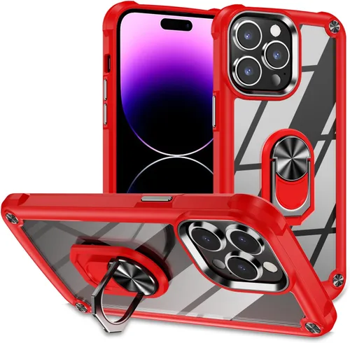 Vista 18 de Funda para iPhone 13 Pro con protector de pantalla, cristal transparente, antiamarillo, acrílico resistente, funda protectora de grado militar