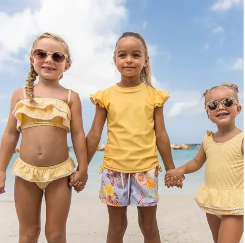 Vista 4 de Snapper Rock Bikini de rayas de caléndula para niñas (niños pequeñosniños grandes)