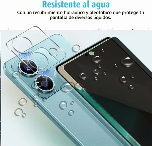 Vista 6 de [2+2 unidades para Xiaomi Redmi Note 13 Pro+ Protector de pantalla de privacidad flexible (no vidrio templado) y protector de pantalla de lente