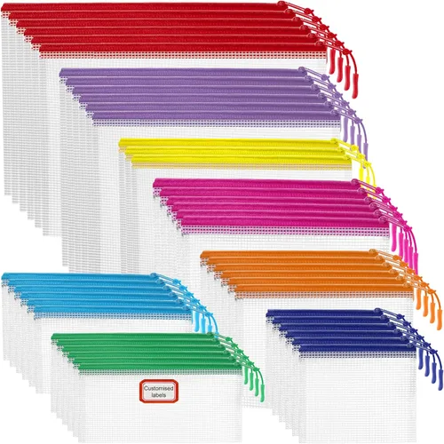 Vista 7 de 20 bolsas de malla con cremallera, bolsas de almacenamiento de rompecabezas, A3 17 x 12 pulgadas, grandes bolsas reutilizables transparentes