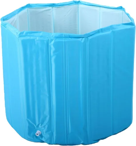 Vista 4 de Mingzhe Inflatable Bathtub for Adults 31.50x25.59in Foldable PVC Soaking Blue