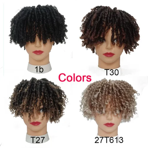 Vista 5 de Locs Wiglets - Peluca de cabello con rastas para mujeres/hombres, 6 pulgadas, corto, rubio ceniza ombré, con clip, trenzado, media peluca, peluca
