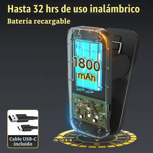 Vista 3 de Lámpara de escritorio LED recargable, luz de lectura con clip para cabecero