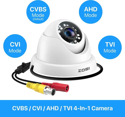 Vista 4 de ZOSI 1080P FULL HD 4-en-1 TVI/CVI/AHD/CVBS Cámara de seguridad 1920TVL Interior al aire libre día noche vigilancia CCTV Cámara domo para HD-TVI