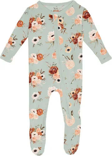 Vista 123 de KicKee Baby & Toddler - Pijama de viscosa ultrasuave de bambú con patas abatibles y puños