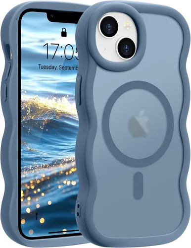Vista 25 de Pepmune - Funda para iPhone 12 Pro Max con marco ondulado y estructura rígida, color mate claro, cubierta trasera unisex, compatible con Magsafe