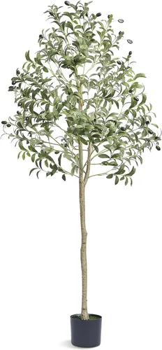 Vista 12 de VEVOR Árbol de ficus artificial de 5 pies con maceta negra, planta alta de ficus sintético con tronco de madera natural y hojas verdes realistas