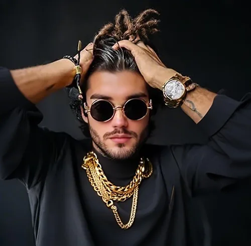 Vista 3 de FEISEDY Gafas de sol retro góticas steampunk marco de metal redondo círculo punk inspirado sombra hombres B1857