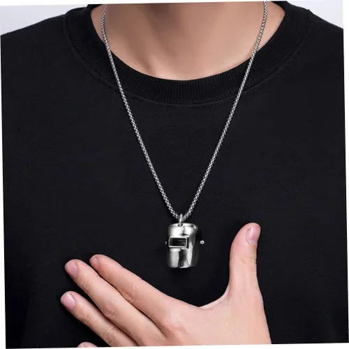 Vista 6 de Havamoasa Collar hiphop soldador casco colgante cuello cadena plata joyería regalo para hombres mujeres