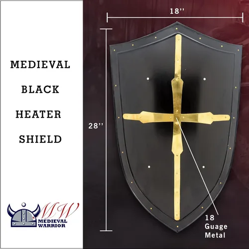 Vista 2 de Medieval Warrior Knight Templer Crusader Shield 18G Steel LARP