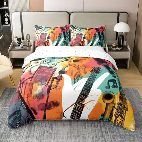 Vista 25 de jejeloiu Cute Mushroom Decor Duvet Cover 100% Cotton for Kids Boys Girls Twin Size Botanical Plants Bedding Set Cartoon Mushrooms Comforter Cover