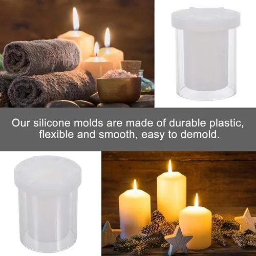 Vista 5 de HEALLILY Molde cilíndrico hueco para velas de 3.54 x 4.13 pulgadas, molde de silicona para hacer velas perfumadas y proyectos de manualidades