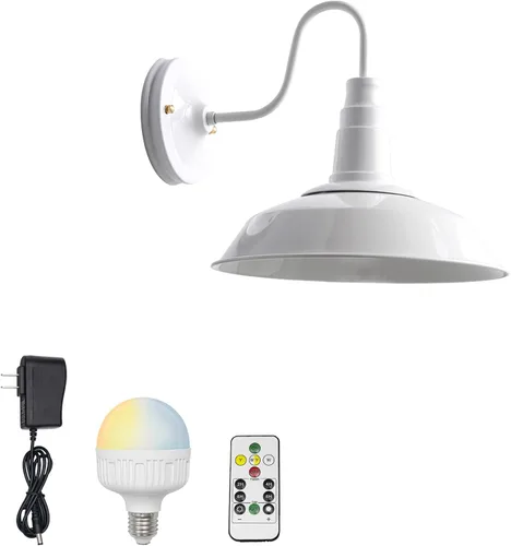 Vista 9 de Fácil de cargar e instalar, control remoto, batería recargable inalámbrica, funciona con atenuación continua, aplique de pared de diseño vintage