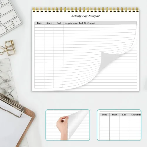 Vista 4 de Getvow Cuaderno de Registro de Actividades - Libro de Registro de Actividades en Espiral para Trabajo de Negocios, Cuaderno de Lista de Tareas