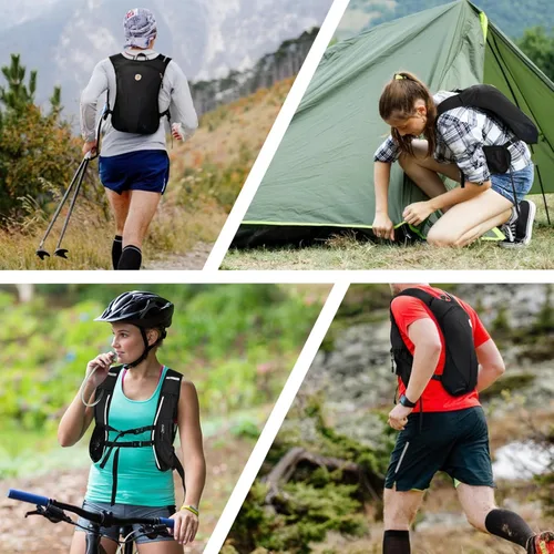Vista 8 de Mochila de Hidratación con Bolsa de Agua de 2 L, Chaleco Ligero y Transpirable para Correr para Hombre, Paquete de Agua Ajustable con Correas