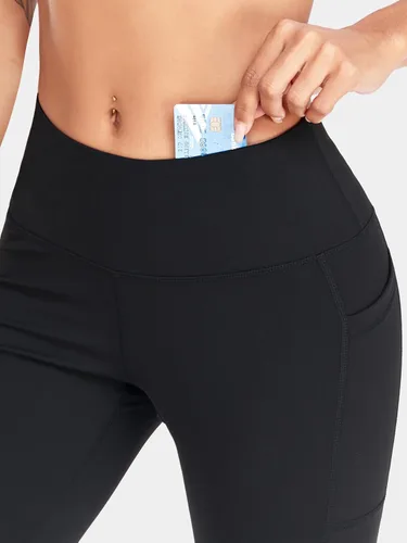 Vista 5 de IBL Leggings suaves para mujer con bolsillos de 27 pulgadas, pantalones de compresión de cintura alta para entrenamiento y yoga