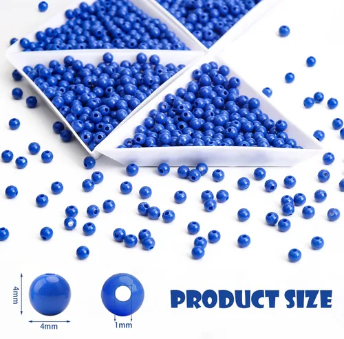 Vista 3 de BONNY BOXX 2000 piezas 4 mm cuentas redondas de acrílico de zafiro suave, bolas de plástico de chicle de burbujas, cuentas gruesas de bolas