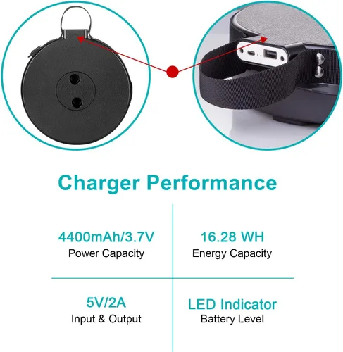 Vista 4 de Taburete telescópico portátil con cargador móvil de 4400 mAh, taburete plegable cargador de teléfono integrado para iPhone Android, asiento plegable