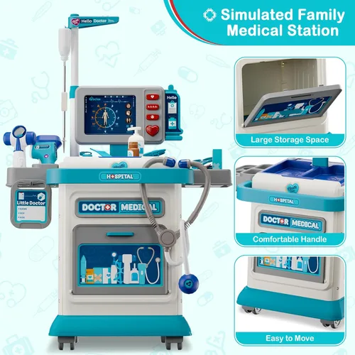 Vista 2 de AuroTops Kit de Doctor para Niños Pequeños 3-5, Juego de Doctor de 26 Piezas para Niños de 3-8 Años, Juguete de Juego de Roles Carrito Médico