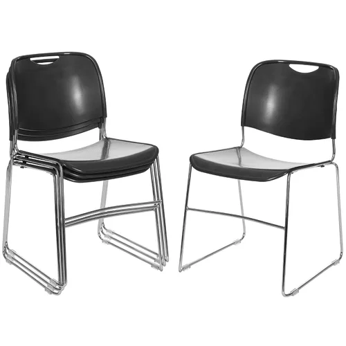 Vista 10 de OEF Furnishings OEF8502/4 Silla apilable con base de trineo de plástico ultracompacta (gris oscuro, paquete de 4)