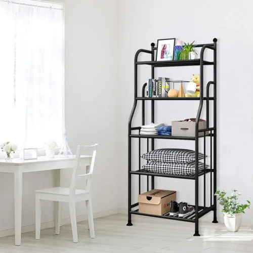 Vista 6 de Estantería para panaderos, estantes de almacenamiento de metal, organizador de estante de lavandería, estantes de pie para lavandería, cocina, baño
