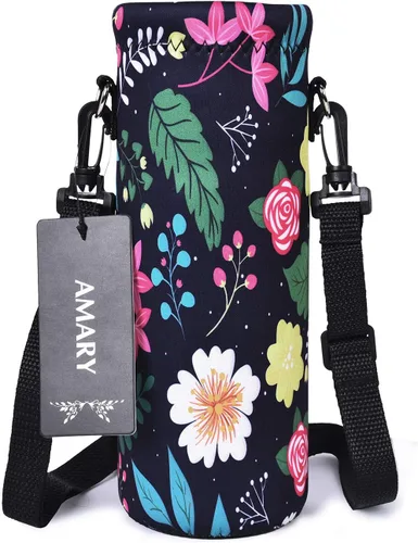 Vista 14 de AMARY - Bolsa de transporte de neopreno para botella de agua, con correa ajustable para el hombro, cubierta aislada para botellas de acero Aves