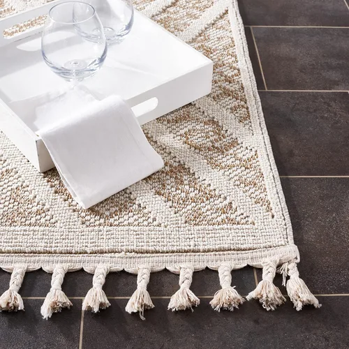 Vista 5 de SAFAVIEH Alfombra lavable para exteriores Global Collection – Alfombra de pasillo de 2.2 x 8 pies, beige claro y marrón, no desprende pelusa y fácil