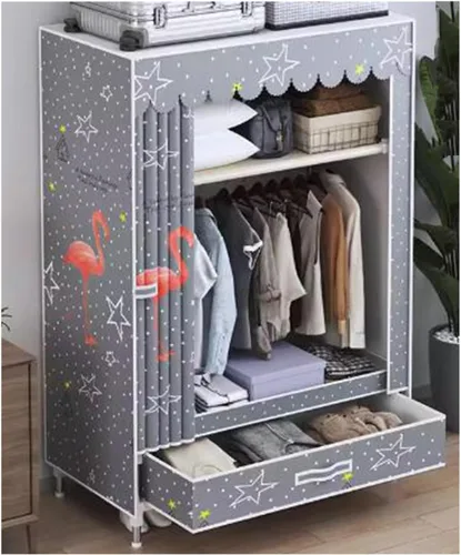 Vista 18 de Armarios grandes Armario portátil con cajón Armarios para dormitorio colgante de metal hierro ropa armario ahorra espacio armario ahorro de espacio