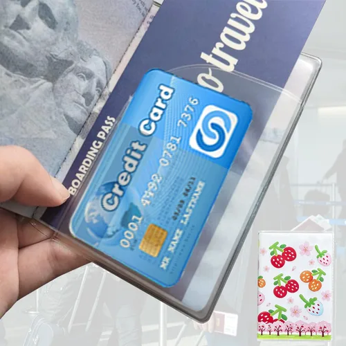 Vista 4 de Funda impermeable transparente para pasaporte, protector de pasaporte de plástico, artículos esenciales de viaje, unisex para adultos, con funda