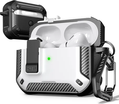 Vista 49 de R-fun Funda de carga compatible con AirPods de 2ª generación 2019, 1ª generación 2016, protección completa contra caídas, tapa desplegable