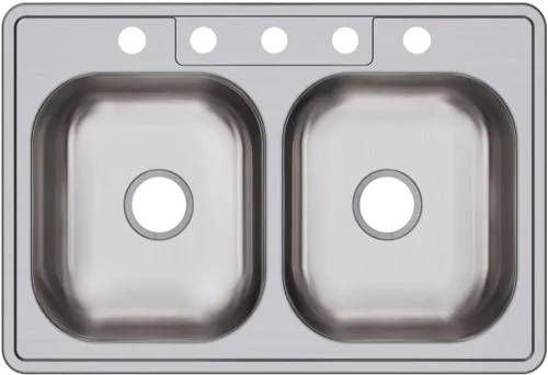 Vista 10 de Dayton D233221 Equal - Fregadero de acero inoxidable con doble tazón, 33 x 22 x 6.5 pulgadas