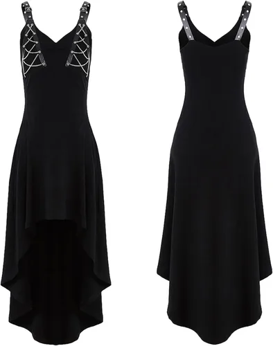 Vista 2 de Punk Dress for Women Strap Style Sleeveless Off Shoulder Dress Halloween Ren Fair Renaissance Costume Elegant Dress