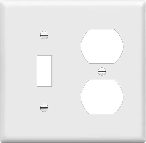 Vista 24 de ENERLITES Placa de pared de metal para combinación de interruptor de palanca y receptáculo dúplex, cubierta de salida de acero inoxidable 201