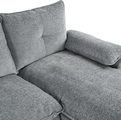 Vista 22 de Sofá modular moderno en forma de U de 115 pulgadas, juego de sofás tapizados grandes con asiento de almacenamiento, sofá cama convertible con diván