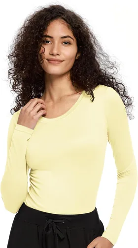 Vista 29 de COZYFIT Underscrub de manga larga para mujer - Blusas de uniforme para enfermeras con cuello redondo y tela suave Blanco