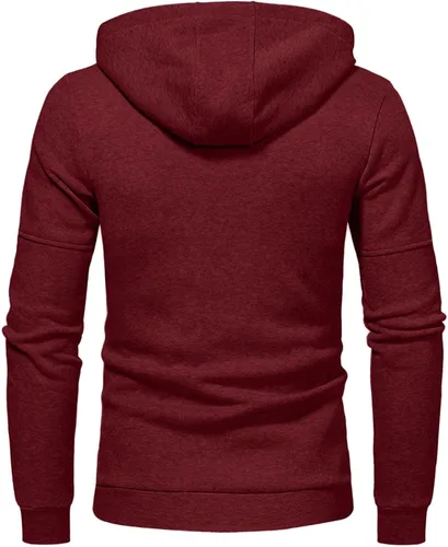 Vista 5 de Holzkary Sudadera con capucha y bolsillo con cremallera completa para hombre, sudadera de manga larga sólida