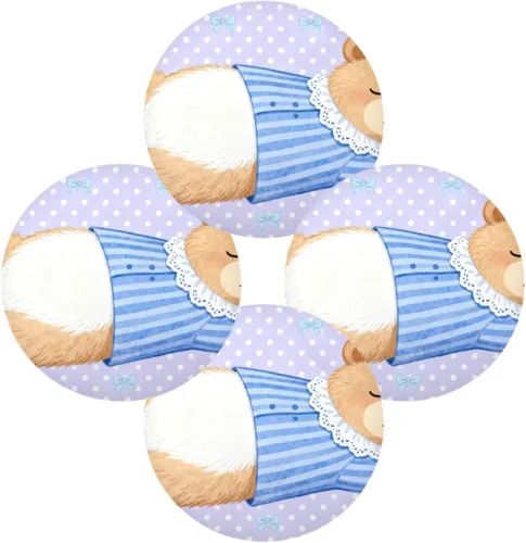 Vista 2 de Cartoon Cute Bear Purple placemats Circle Reusable Chalkboard placemats 15x15 in manteles para mesa