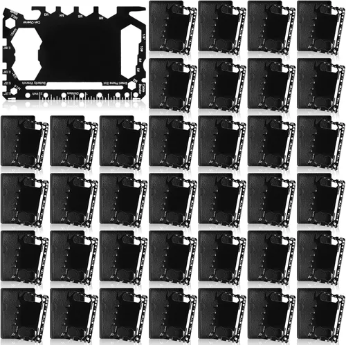 Vista 7 de Cholemy 1 cartera para tarjetas de crédito, multiherramienta 46 en 1, herramienta de bolsillo de supervivencia de metal de acero inoxidable
