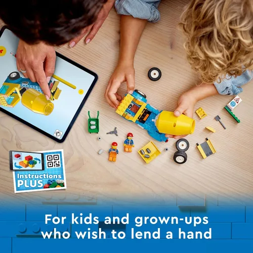 Vista 3 de LEGO City Great Vehicles 60325 - Camión mezclador de cemento para niños en edad preescolar, niños y niñas a partir de 4 años (85 piezas)