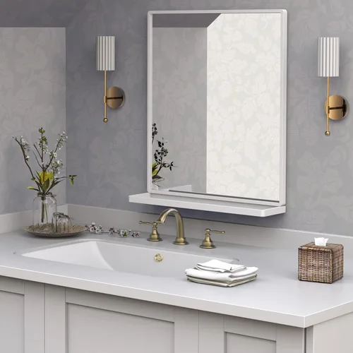Vista 10 de ANYHI Espejos de baño para pared, espejo de pared de metal con estante, perfecto para sala de estar, dormitorio, entrada, rectangular, vertical Negro