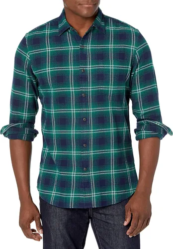 Vista 67 de Amazon Essentials Camisas de franela de manga larga para hombre, corte ajustado, a cuadros con botones